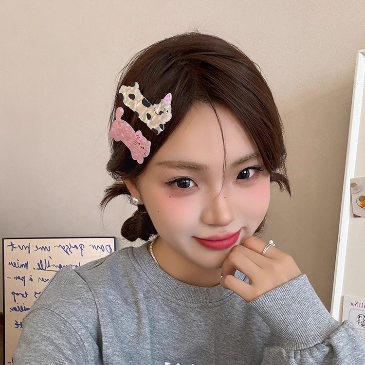 Cute cartoon party dog, cat, hair clip, girl side broken hair, bangs clip, girl duckbill clip, headwear, hair clip details Picture