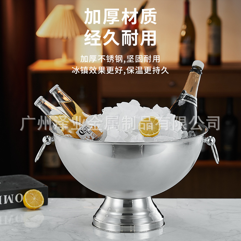 Cross-border 304 stainless steel champagne basin, ice bucket, large binder basin, ice granule bucket, party ice champagne, red wine and spirits basin details Picture