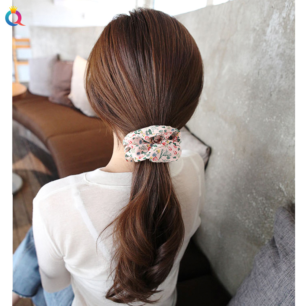 Qiyue Cross-border Japanese and Korean new fresh and cute large Intestine ring fabric hair ring, cute and ethereal female ponytail large intestine Hair ring details Picture
