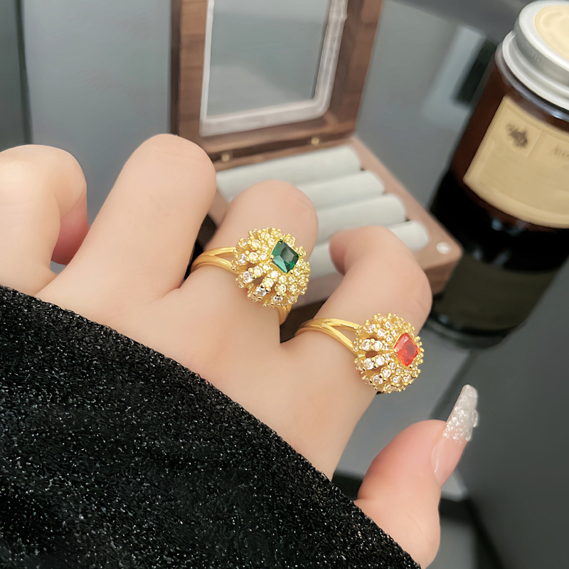 European and American light luxury three-dimensional line hollowed-out fashionable opening ring, fashionable women's ins cold style quality versatile index finger ring details Picture
