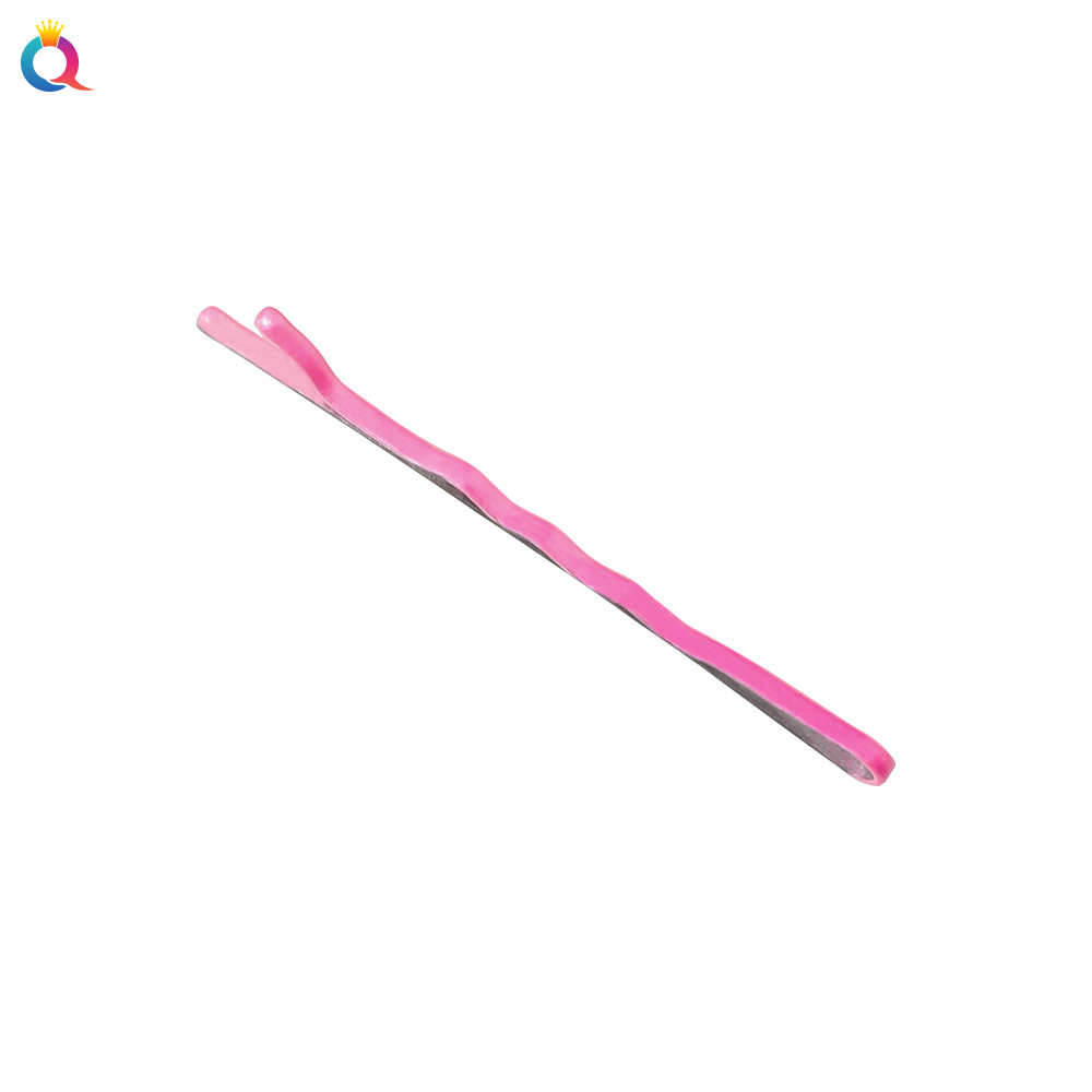 Qiyue's new Korean version glitter one-word clip, color baked paint hair clip, metal wave Korean gold powder hair clip Item Picture
