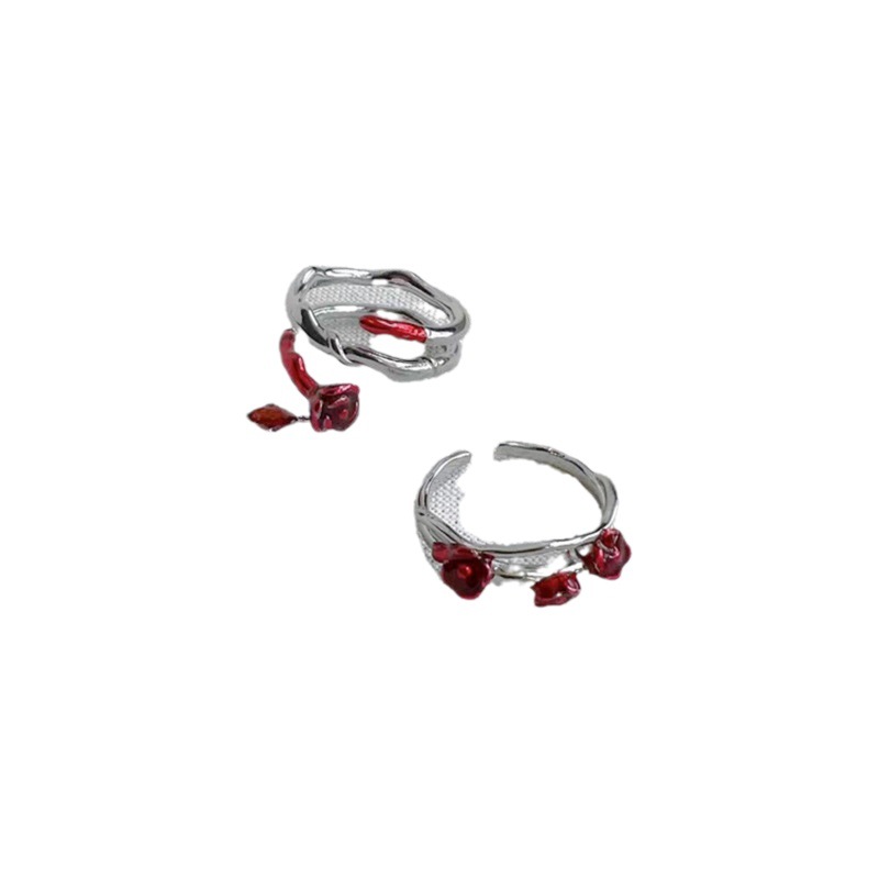 This is a unique and distinctive rose ring with a cold and elegant feminine style, a sweet and high-end look, and a light luxury opening index finger ring accessory Item Picture