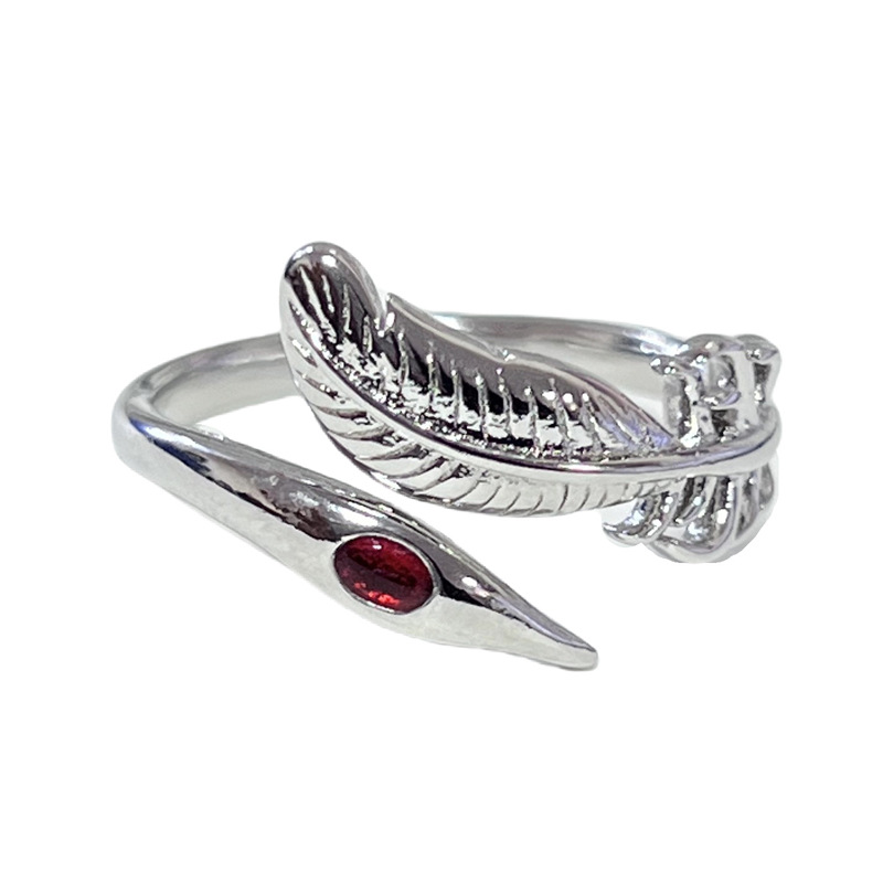 A unique and fashionable four-leaf clover starlight simple open ring with a cold and aloof female style, a niche design sense, and a refined feather ring Item Picture