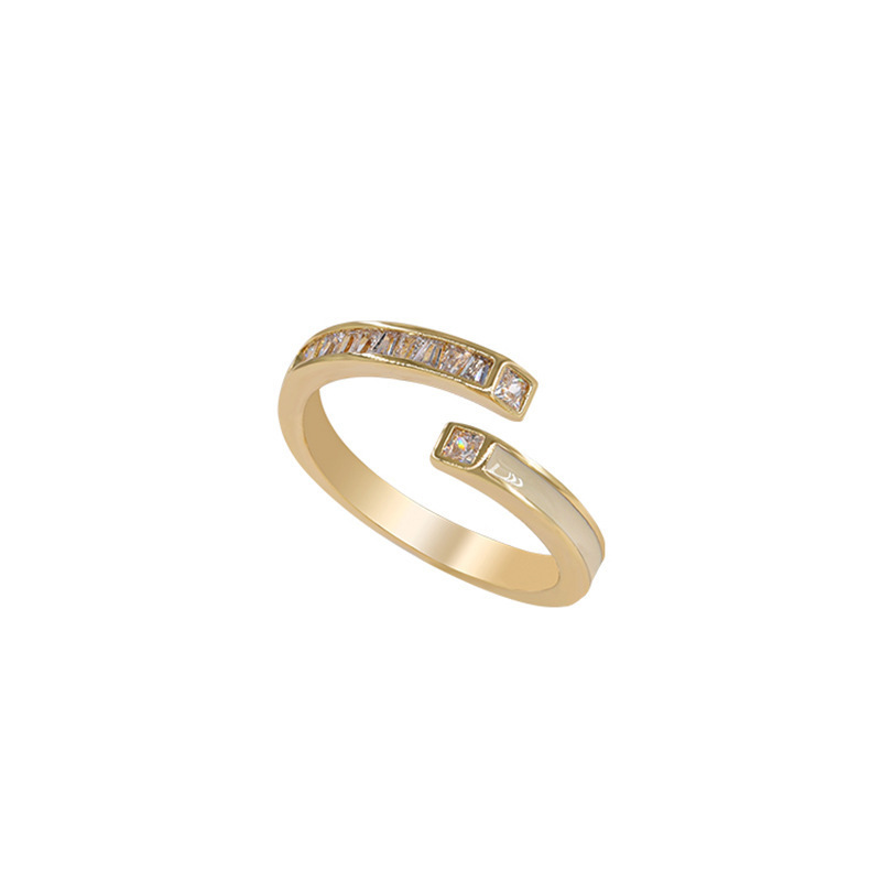 Zircon drop glaze opening adjustable ring for women, ins style, fashionable, versatile, niche design, high-end ring, 2023 new style Item Picture