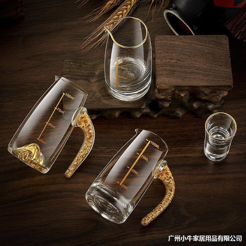 100ml white spirit pot with scale, household measuring wine cup, small bottle for foreign wine and red wine, glass wine ware, white spirit wine divider Specification drawing
