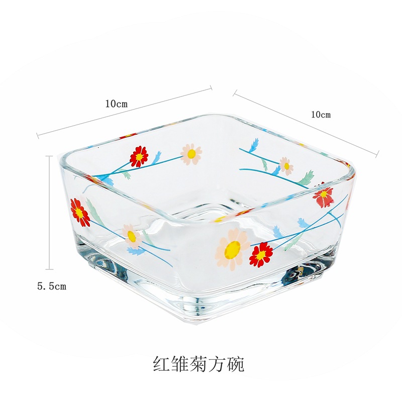 Korean inS-style Daisy flower glass bowl, square bowl, snack bowl, snack bowl, tulip flower salad bowl Item Picture