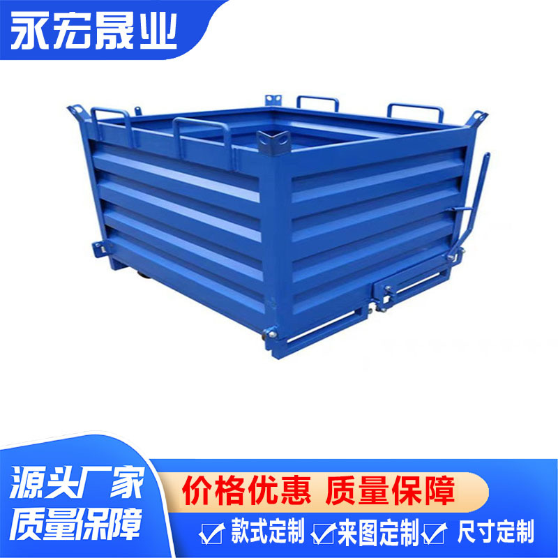 CNC machine tool waste dump truck, hand-pushed garbage truck, self-unloading forklift dump box, industrial iron filings truck Specification drawing