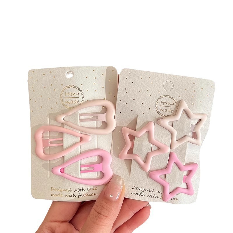 Gradient pink hair clips, sweet and cute y2k dopamine five-pointed star bb hair clips, bangs hair clips for women wholesale Item Picture