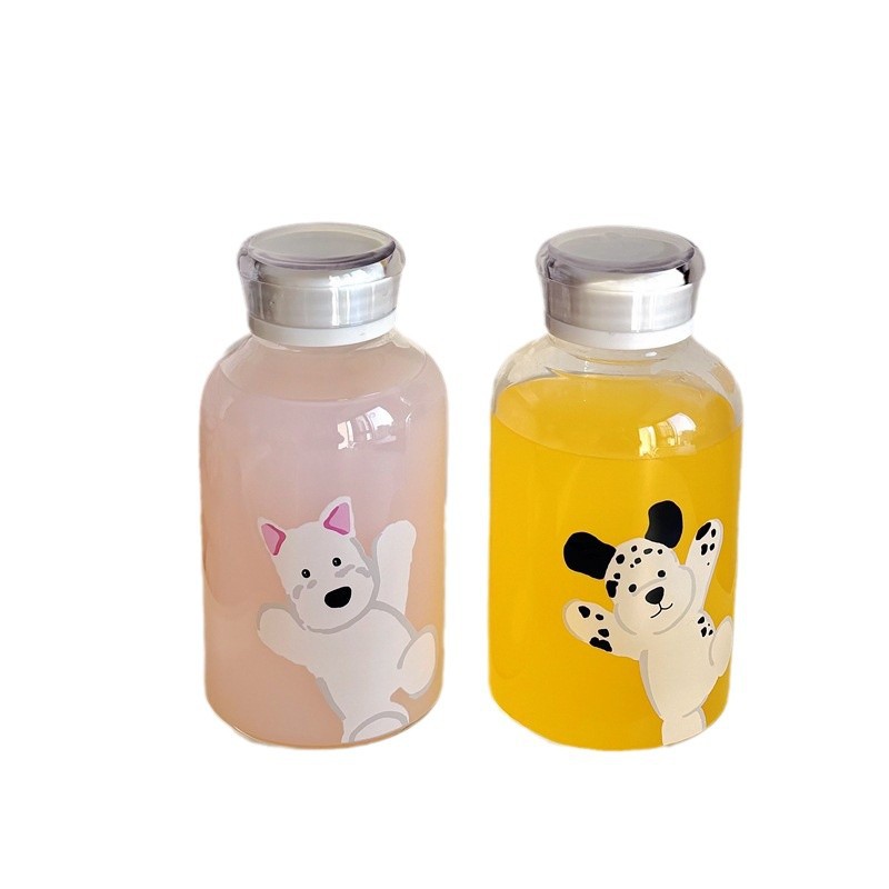 Student sealed portable cups, glass cups, girls' water cups, cartoon Internet celebrity cute coffee cups, cold brew portable cups Item Picture