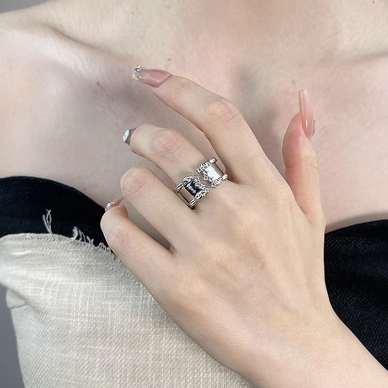 European and American style mirror design open ring, women's niche design sense, fashionable, individual, simple, ins style ring trend details Picture