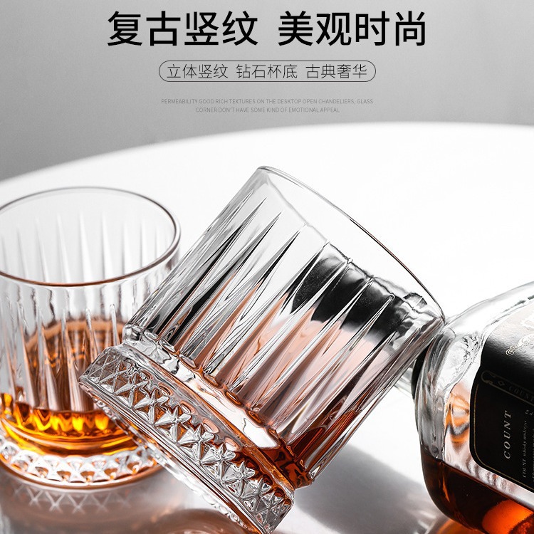 Creative stress-relieving whisky glass cups, home glass cups, internet-famous foreign wine glasses, classical striped tasting wine glasses, bars full figure