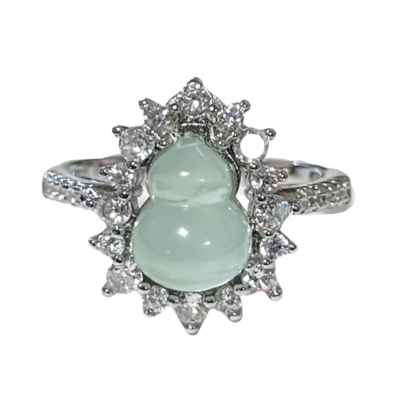 2025 New Chinese Style Ancient ice-transparent Gourd Ring for Women, light luxury, niche design sense, cold style, individual temperament ring Item Picture