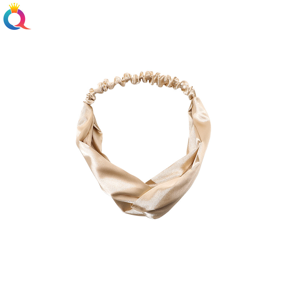 Qiyue Korean-style solid color cross satin headband, sweet and forest feminine headband, fashionable and elegant headband, headband and hair accessory Item Picture