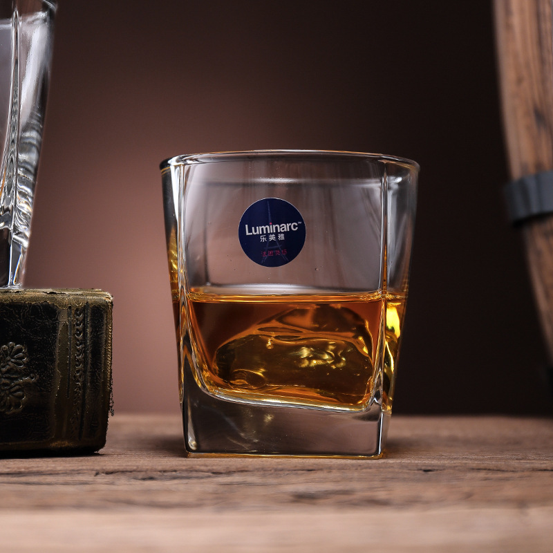Le Meiya thick-bottomed square glass, Stoning glass, heat-resistant water glass, juice glass, foreign wine glass, beer glass, whisky glass details Picture