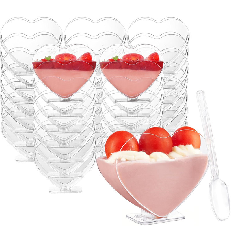 Wholesale 70ML mini dessert cups with spoon shapes, perfect for birthday parties. Reusable dessert cups Item Picture