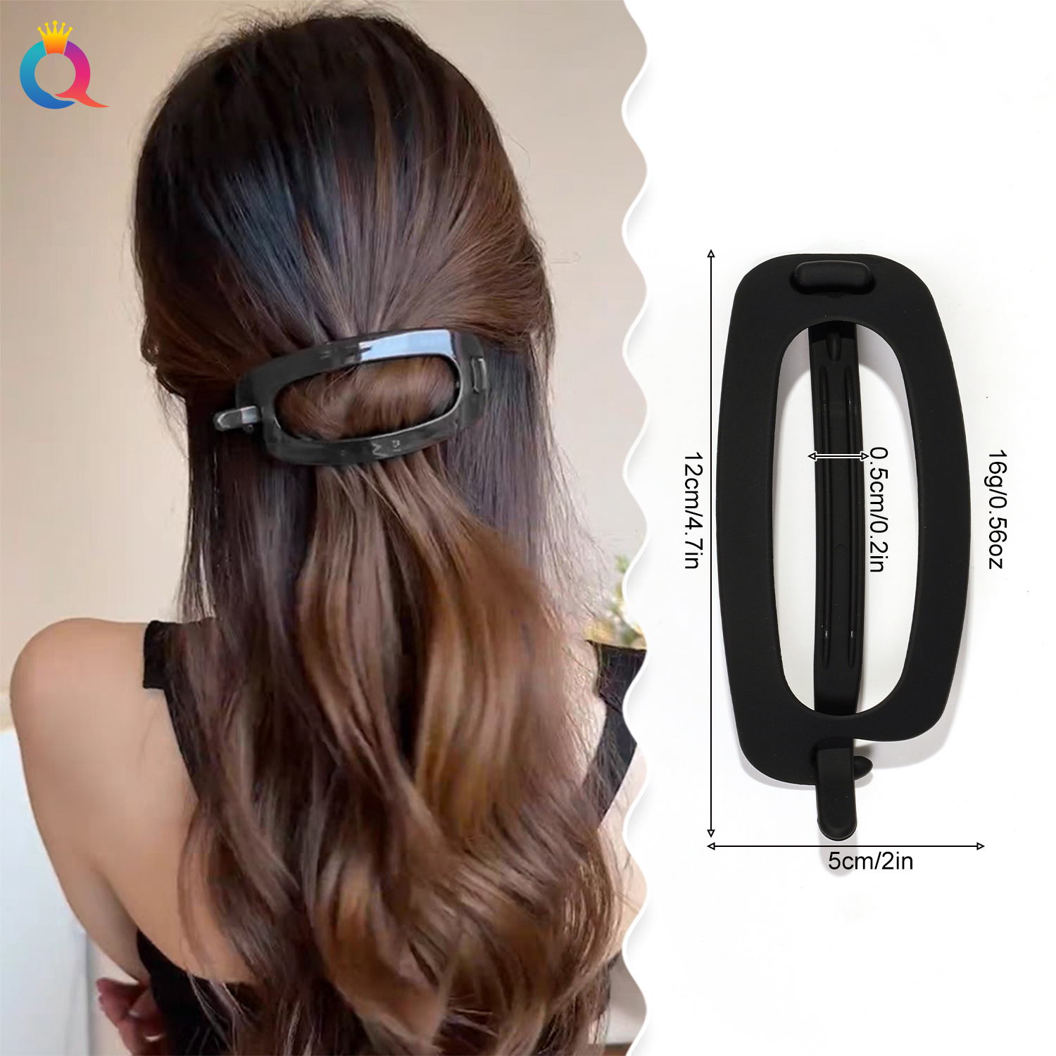 Qiyue Cross-border Oval Frog Clip, Large ponytail hair clip, Women's back head, large amount of coiled hair, twist clip hair accessory details Picture