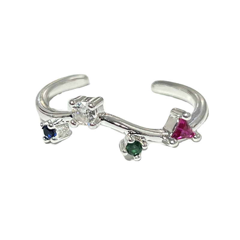 Korean style Instagram niche design sweet color diamond ring, a cold and elegant bow ring for women, autumn and winter accessories Item Picture
