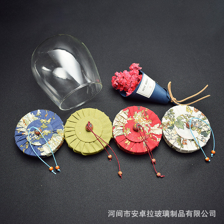 Customized flower cloth lid storage jars, high borosilicate glass jars, glass tea jars, household moisture-proof flower tea and candy jars full figure