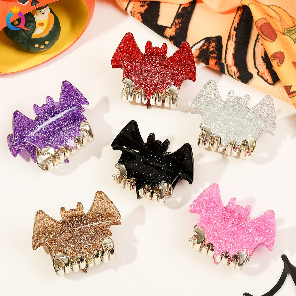 Qiyue Cross-border Bat Hairpin Halloween Funny Grab, Girl's back of the head Updo Shark Hairpin Festival Costume Grab details Picture