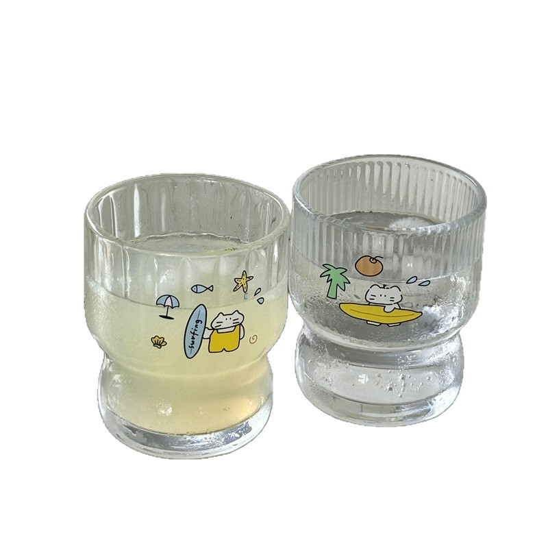 Island ins-style cartoon couple water cups, girlish breakfast cups, milk cups, cold brew coffee cups, glass cups Item Picture