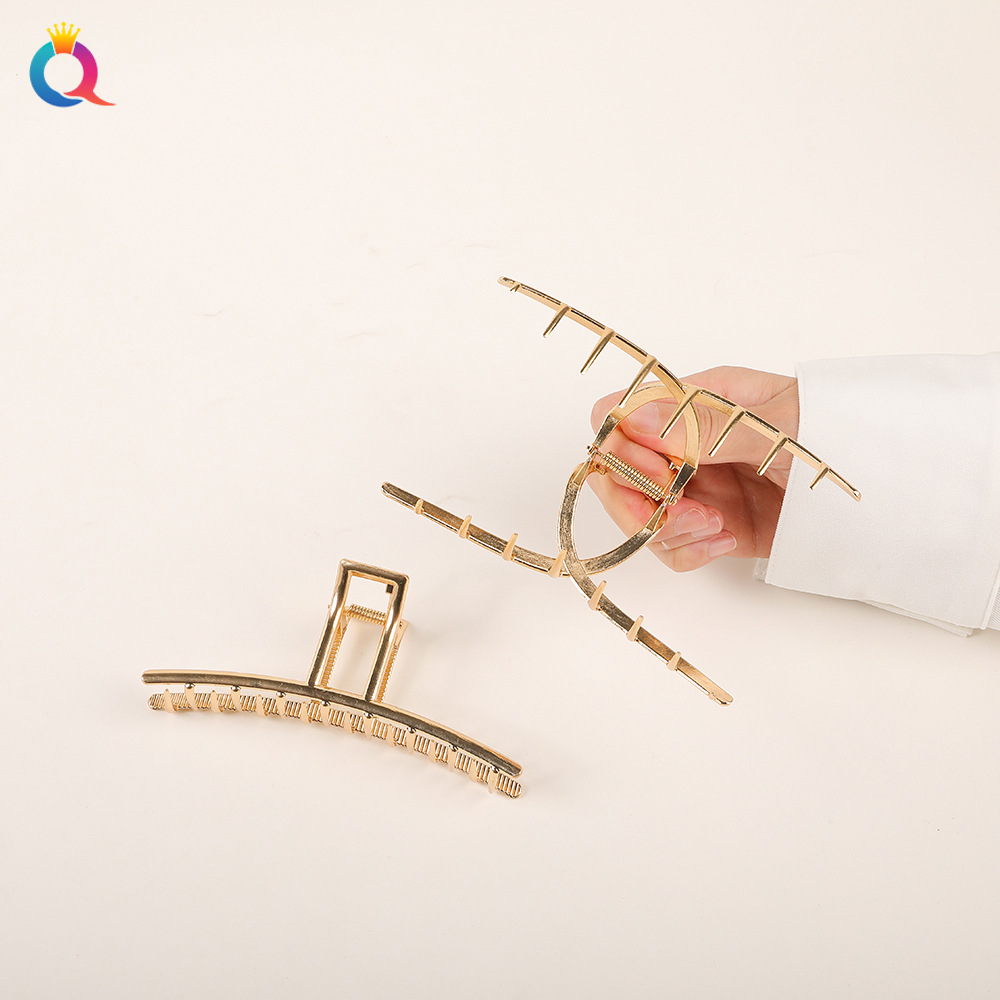 Qiyue Cross-border ins Large metal Grabbers, stylish hair clips, shark clips, updo hair grabbers, headwear and hair accessories wholesale Specification drawing