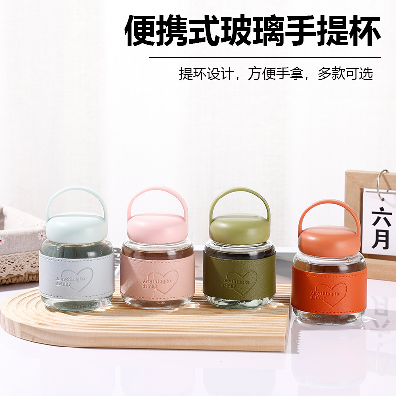 New simple and chubby cup, 300ml portable water cup for girls, transparent glass coffee and milk cup full figure