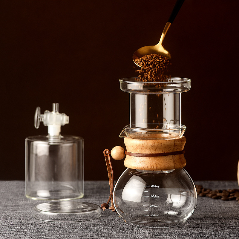 Coffee ice drip pot, glass household filter cold brew pot, cold brew coffee pot, small drip filter ice brew pot set details Picture