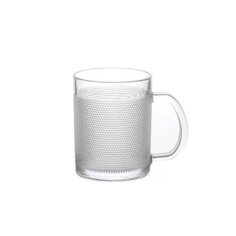 Household beaded glass cups, light luxury and high-end drinking cups, high appearance level, juice and beverage cups with handles, commercial coffee cups Item Picture