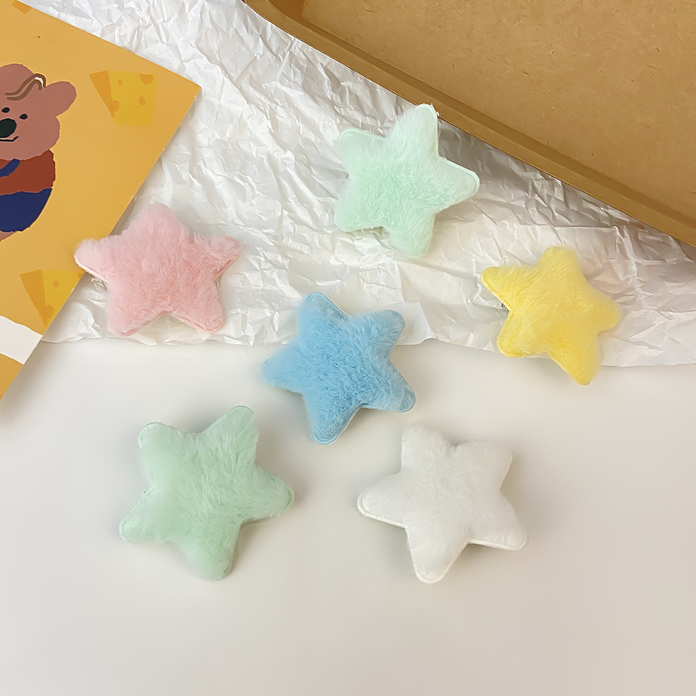 Cute heart-shaped star-shaped plush hair clips, children's hair accessories, headwear, five-pointed stars, diy plush hair clips, bangs clips, hair clips full figure