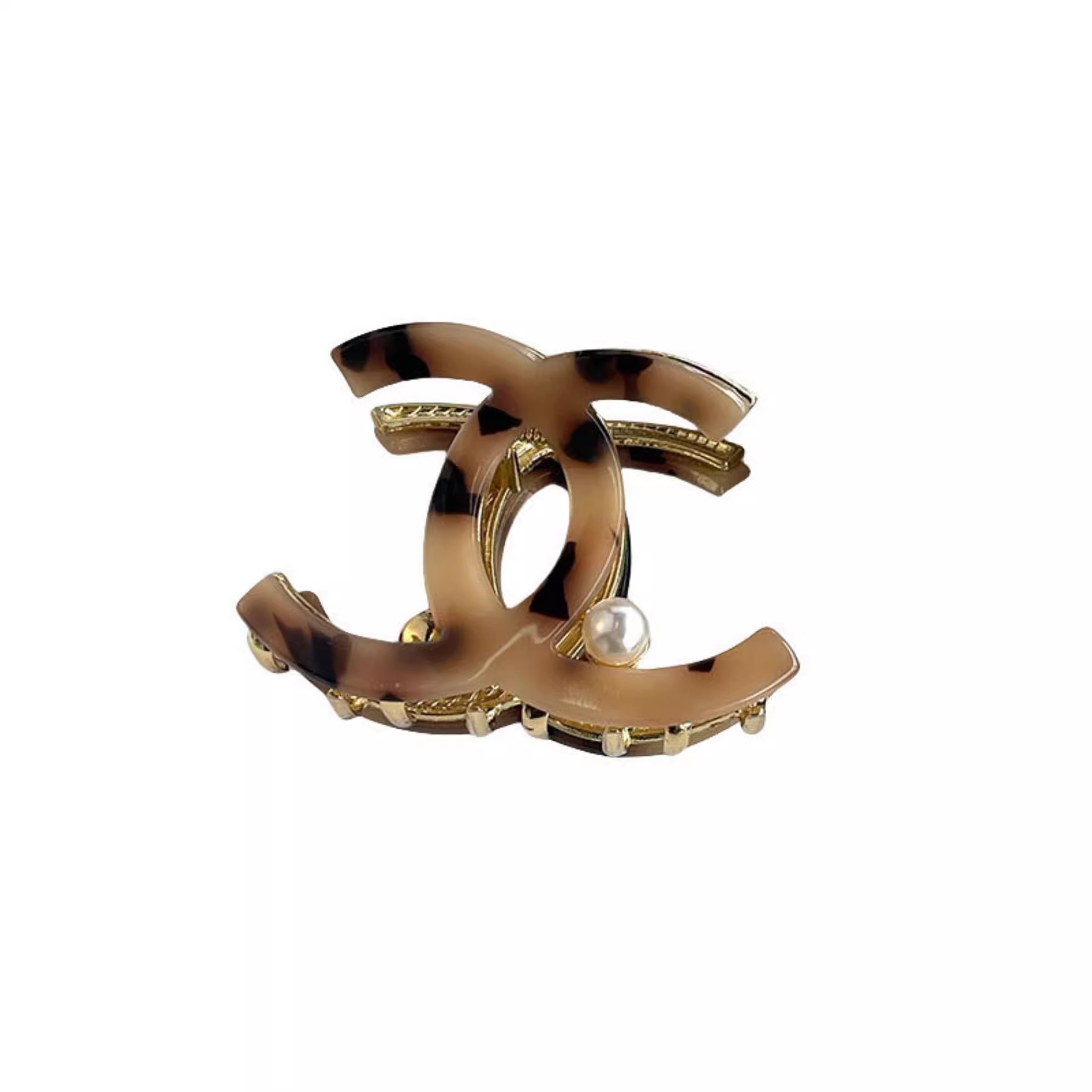 New small Chanel style light luxury medium-sized pearl claw clip, half shark clip, high-end hair clip, women's back head niche hair accessory Item Picture