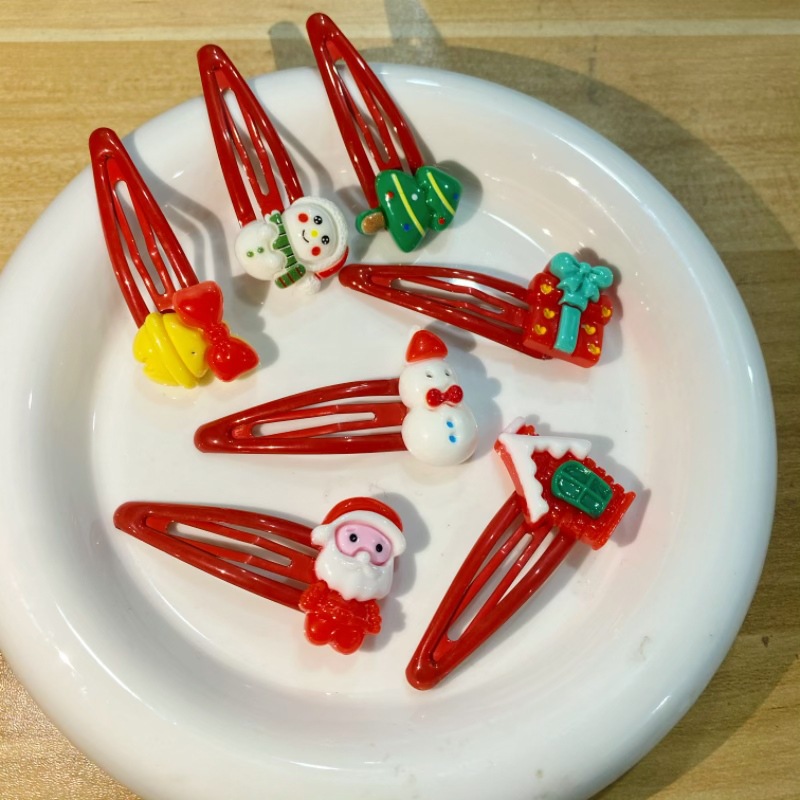New Year Christmas hairpin, red water drop BB clip, fringe clip, broken hair clip, Santa snowman hairpin headwear full figure