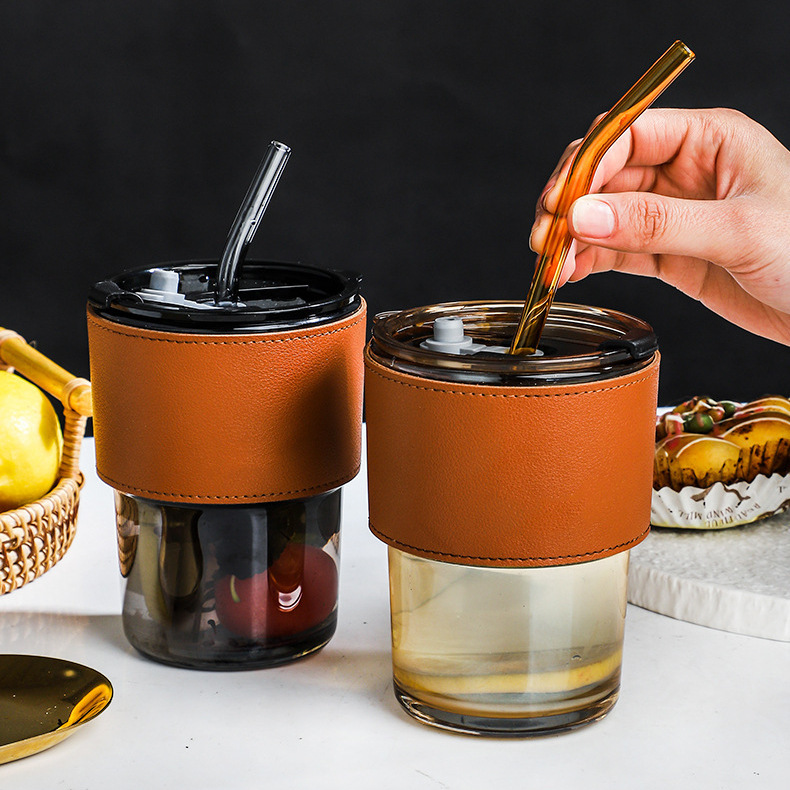 Bamboo joint cup, water cup, high appearance level, summer cup, portable coffee straw cup, household glass cup, one piece consignment with free shipping full figure