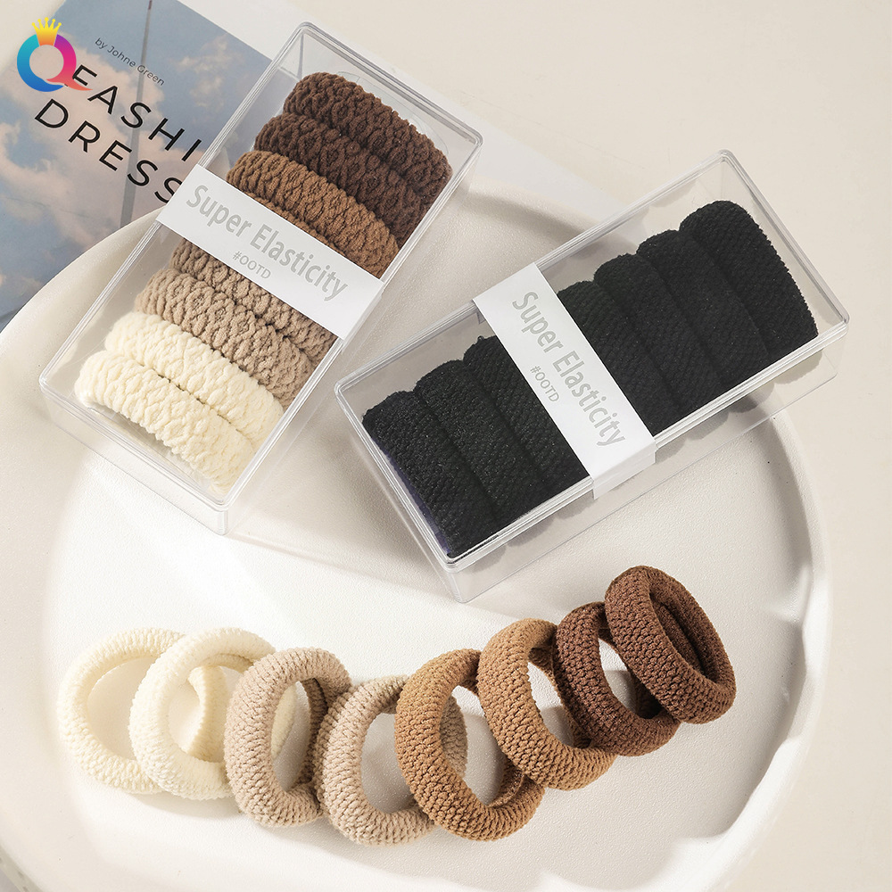 Wholesale of Qiyue high-elasticity hair bands, thick box-packed hair ties, high-end seamless hair ties and hair bands full figure