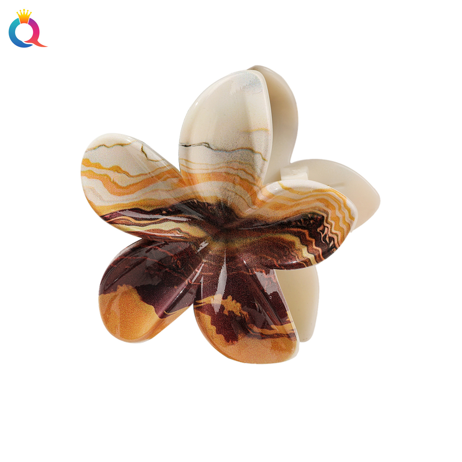 Qiyue Cross-border UV printed Bauhinia Flower Hair clips, European and American creative frellia flower grab clips, fashionable flower shark clips wholesale Item Picture