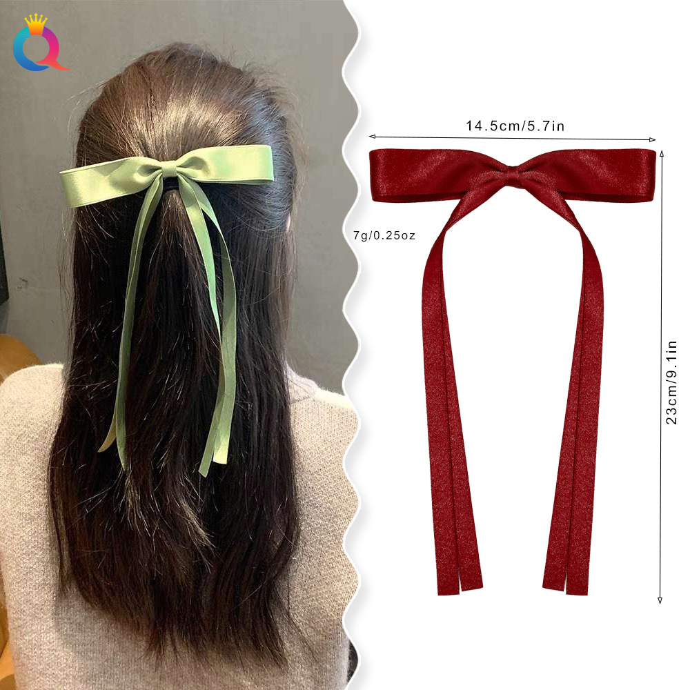 Qiyue Cross-border Ribbon hair clips, bow ribbon hair clips, sweet and cute side duckbill clips, hair accessories wholesale details Picture