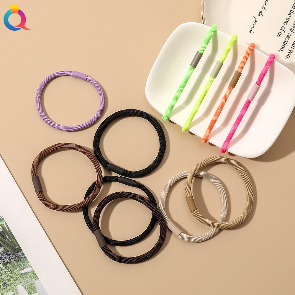 Qiyue Korean basic high-elasticity hair tie, simple and versatile, buckle hair tie that won't damage hair, ponytail leather band hair accessory full figure
