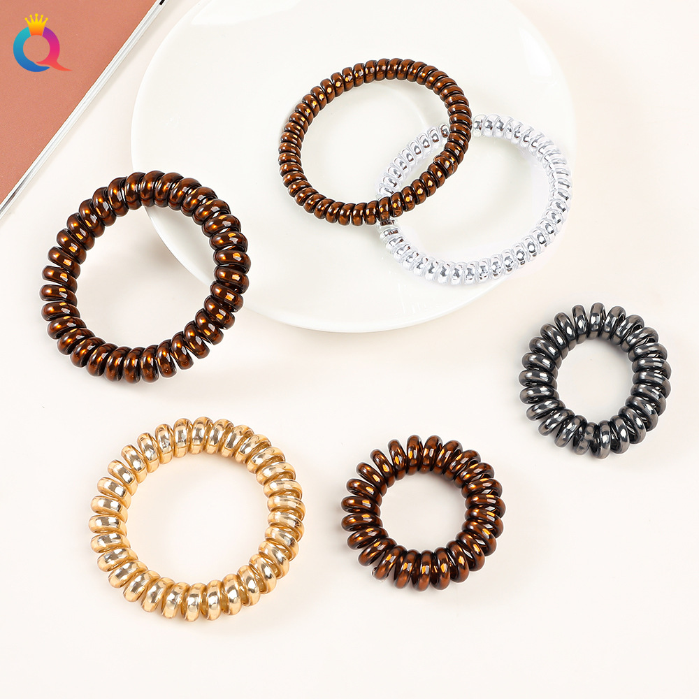 Qiyue Fresh and Clean high-elasticity telephone line hair bands, hair ties, women's seamless hair ties, hair bands, hair ties, and hair accessories wholesale Specification drawing