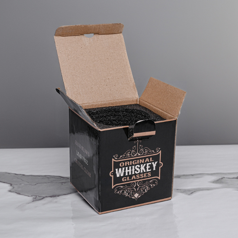 Single boxed embossed whisky wine glass, European glass wine glass, bar beer glass, export pearl cotton set details Picture