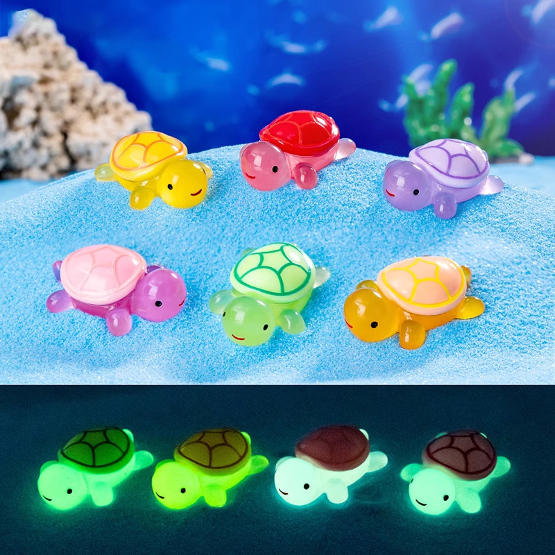 Creative and cute colorful turtle pairs, luminous little turtle resin blind bag desktop resin decorative piece, small full figure