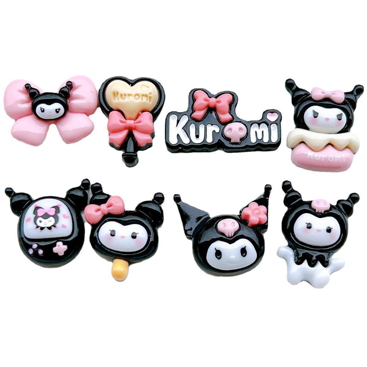 Shiny black hairpins, diy accessories, cream glue mixed resin accessories, phone cases, crocs, Kulomi accessories Item Picture