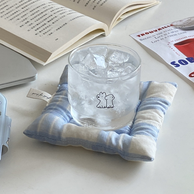 Stackable homemade cartoon ins dog breakfast cup, high-temperature resistant glass cup, milk cup, simple couple 300ml Specification drawing