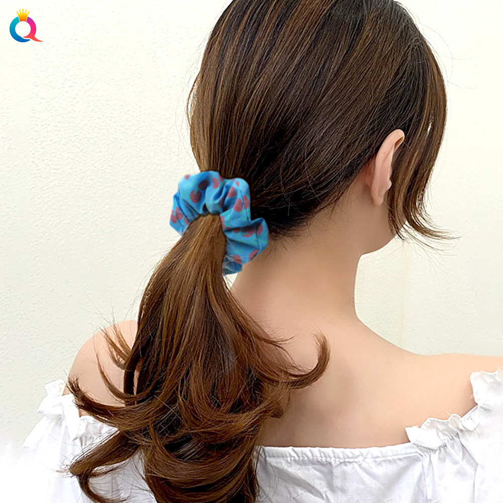 Qiyue Japan and South Korea's new spring and summer fresh fruit hair band, lemon, grapefruit, cherry fabric elastic large intestine band headwear details Picture