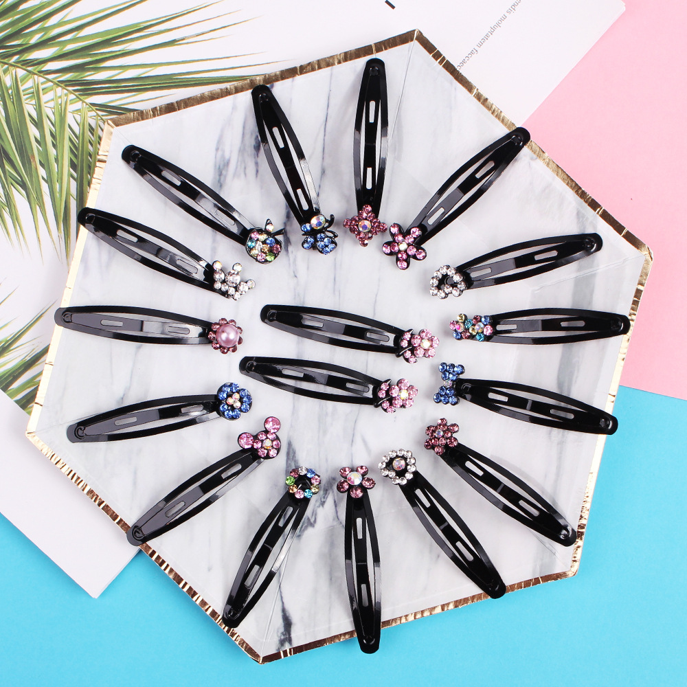Qiyue Korean diamond-encrusted simple Adult Large water diamond hair clip Black lacquered matte BB hair clip accessory A16 details Picture