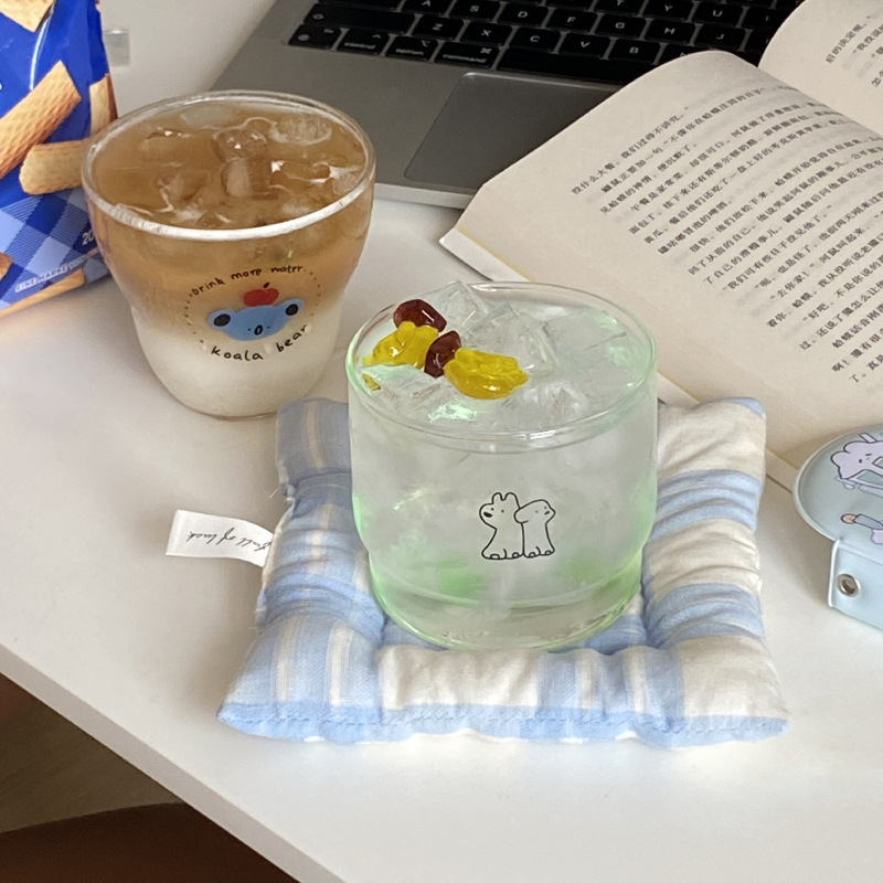 Stackable homemade cartoon ins dog breakfast cup, high-temperature resistant glass cup, milk cup, simple couple 300ml Application Scenario