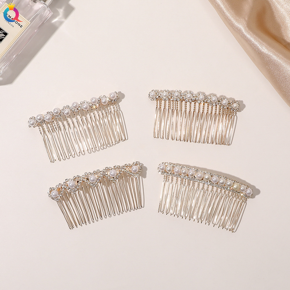 Qiyue Korean Bride's updo, diamond-encruded hair Comb, Korean version hair accessories and headwear wholesale alloy pearl water diamond Comb A7 full figure