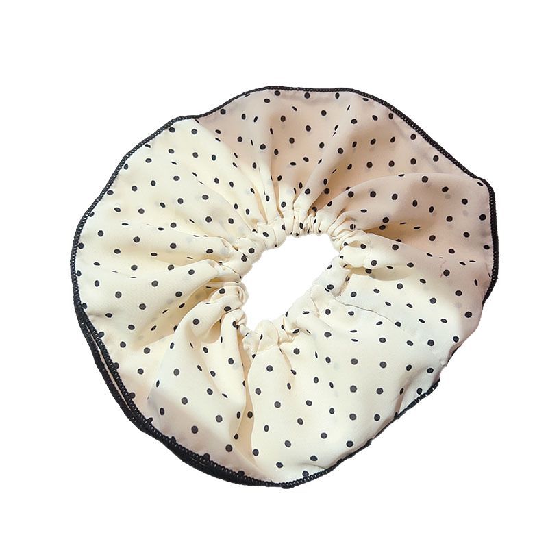 Large double-layer polka dot large intestine hair band, French style ponytail hair tie, wide fabric bun hair tie for women, headwear Item Picture