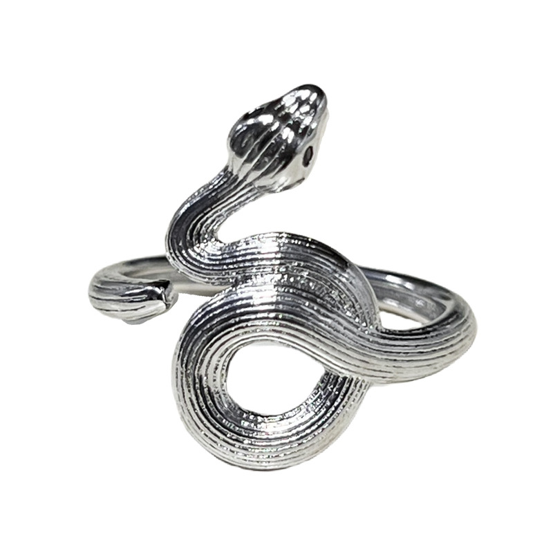 New Chinese-style retro brushed snake-shaped butterfly simple opening ring, a cold and stylish, niche and versatile index finger ring for women Item Picture