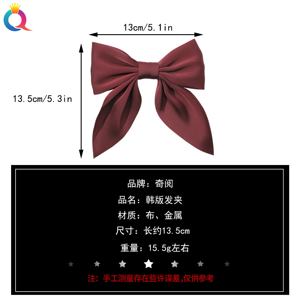 Qiyue Korean double-sided satin bow duckbill clip, versatile and simple ribbon fringe clip, super ethereal style for going out hair clip Application Scenario