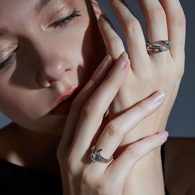 Niche design, simple and individual texture, yellow zircon open ring for women, Hufflepuff, Badger House, sweet and cool ins ring details Picture