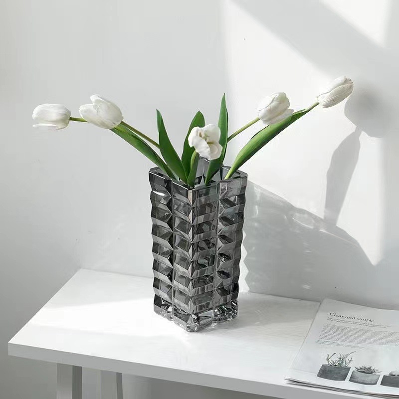 Plant glacier decorative container glass vase, transparent water-growing vase, luxurious living room entrance flower arrangement vase Specification drawing